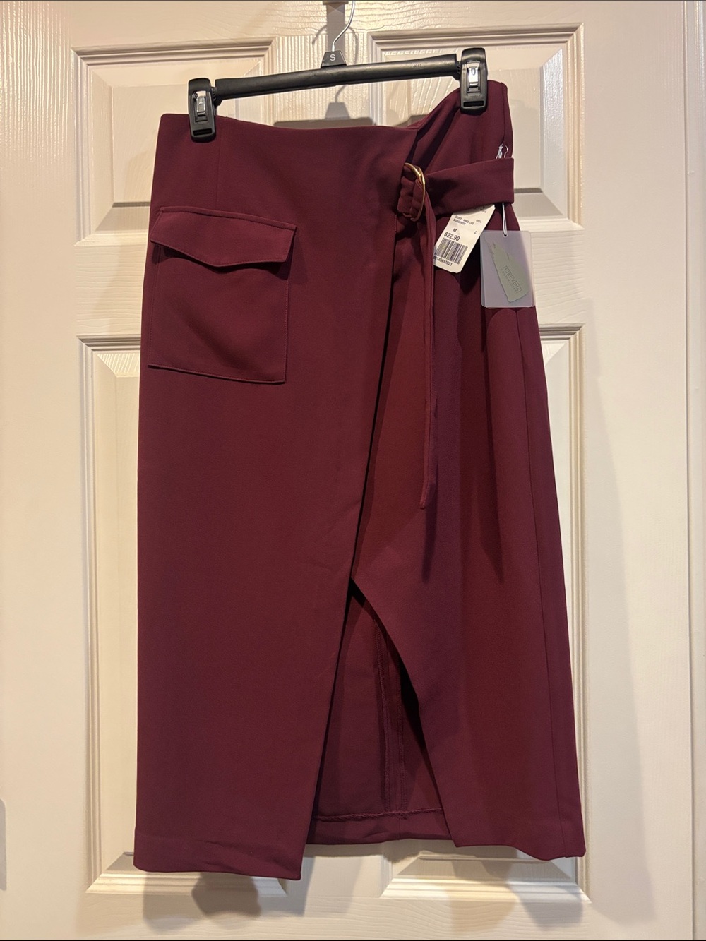 Forever 21 Burgundy Wrap Midi Skirt with Side Tie